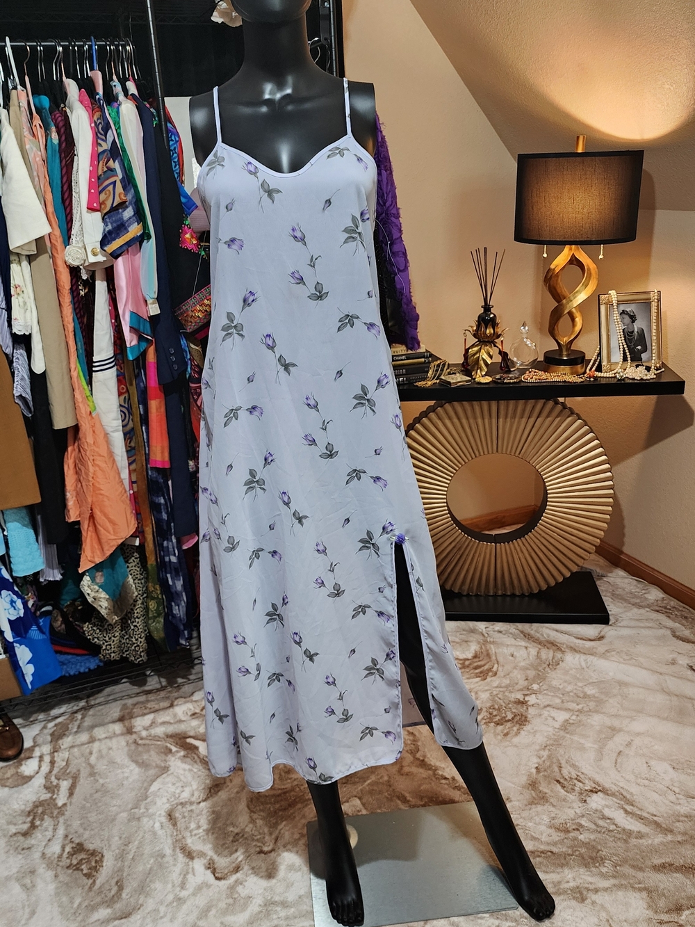 Petra Fashions Light Lavender Dress with Floral Accents